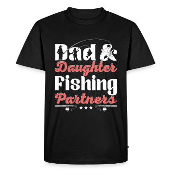 Papa Fille Pêche - T-shirt Premium bio Homme - noir - Devant - Nico (187cm)