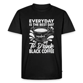 Chaque jour est le meilleur jour pour boire du café noir - B - T-shirt Premium bio Homme - noir - Devant - Nico (187cm)