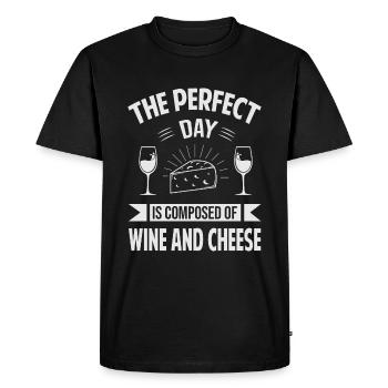 La journée parfaite est composée de vin et de fromage - s - T-shirt Premium bio Homme - noir - Devant - Nico (187cm)