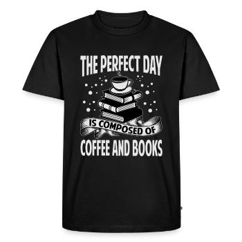 The Perfect Day is composed of coffee and books - - Men's Premium Organic T-Shirt - black - Front - Nico (187cm)