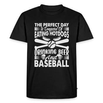The Perfect Day Is Composed Of Eating Hotdogs Drin - Men's Premium Organic T-Shirt - black - Front - Nico (187cm)