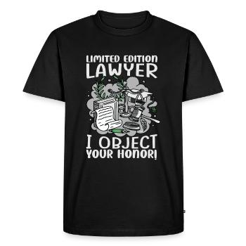 Édition limitée Avocat Je m’oppose à votre honneur! - Funn - T-shirt Premium bio Homme - noir - Devant - Nico (187cm)