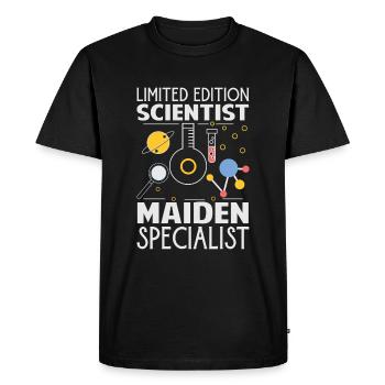 Limited Edition Scientist Maiden Specialist - Funn - Men's Premium Organic T-Shirt - black - Front - Nico (187cm)