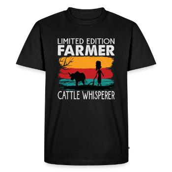 Limited Edition Farmer Cattle Whisperer - Farming - Men's Premium Organic T-Shirt - black - Front - Nico (187cm)