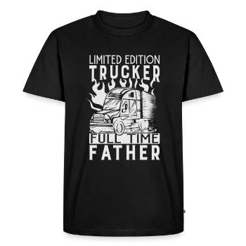 Limited Edition Trucker Full Time Father - Dad - D - Men's Premium Organic T-Shirt - black - Front - Nico (187cm)