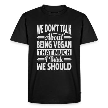 Nous ne parlons pas tellement d’être végétalien je pense - T-shirt Premium bio Homme - noir - Devant - Nico (187cm)