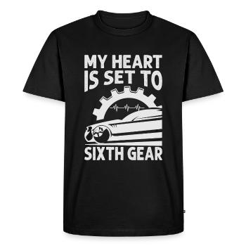 Mon cœur est prêt à la sixième vitesse - Course - Voitures de course - T-shirt Premium bio Homme - noir - Devant - Nico (187cm)