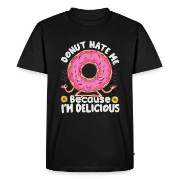 Donut Hate Me Because I’m Delicious - Pâtisseries - D - T-shirt Premium bio Homme - noir - Devant - Nico (187cm)