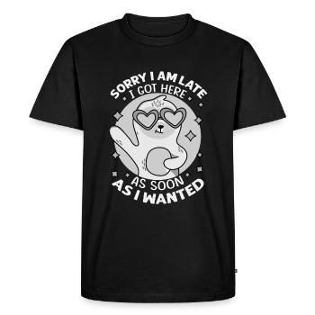 Désolé je suis en retard je suis arrivé ici dès que je voulais - f - T-shirt Premium bio Homme - noir - Devant - Nico (187cm)