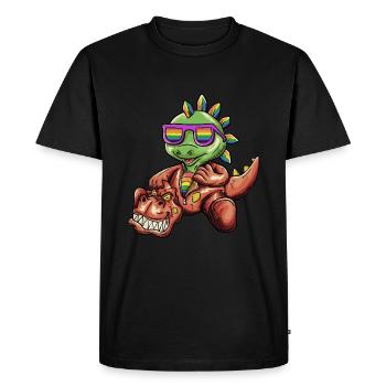LGBTQ - Dinosaure - T-Rex portant un costume de Dino - T-shirt Premium bio Homme - noir - Devant - Nico (187cm)
