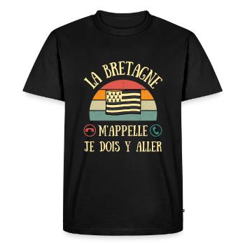 bretagne m'appelle vintage humour breton bretonne - T-shirt Premium bio Homme - noir - Devant - Nico (187cm)