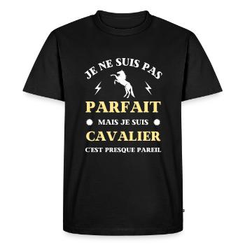 pas parfait cavalier humour cheval homme garçon - T-shirt Premium bio Homme - noir - Devant - Nico (187cm)