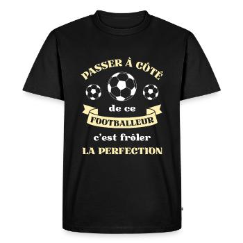 foot homme perfection footballeur humour football - T-shirt Premium bio Homme - noir - Devant - Nico (187cm)