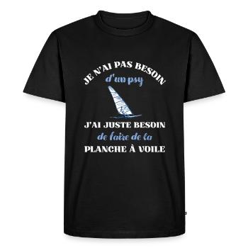 besoin psy planche à voile humour planchiste homme - T-shirt Premium bio Homme - noir - Devant - Nico (187cm)