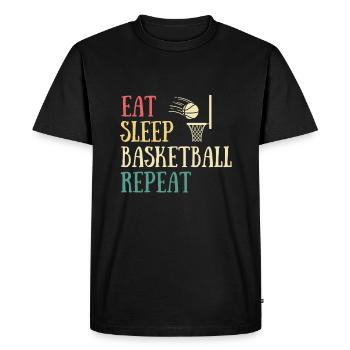 eat sleep basketball humor basketball man gift - Men's Premium Organic T-Shirt - black - Front - Nico (187cm)