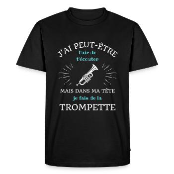 dans ma tete trompette homme humour trompettiste - T-shirt Premium bio Homme - noir - Devant - Nico (187cm)