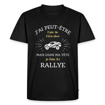 dans ma tete rallye automobile homme humour cadeau - T-shirt Premium bio Homme - noir - Devant - Nico (187cm)