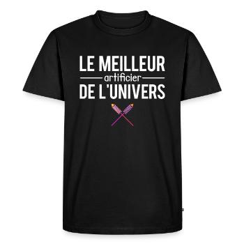 Le meilleur artificier de l'univers métier humour - T-shirt Premium bio Homme - noir - Devant - Nico (187cm)