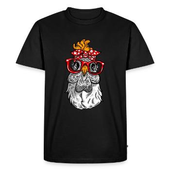 Mère Poulet Rétro Poule Design - T-shirt Premium bio Homme - noir - Devant - Nico (187cm)