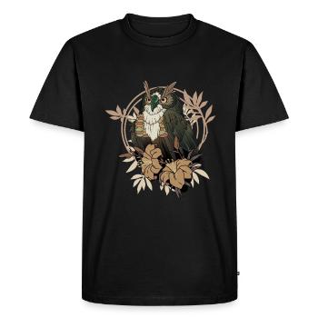 Hibou magique avec éleveur de hiboux de fleurs - T-shirt Premium bio Homme - noir - Devant - Nico (187cm)