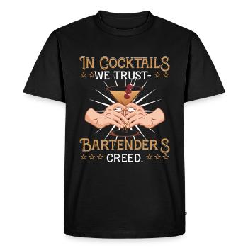 Bartenders Creed - Men's Premium Organic T-Shirt - black - Front - Nico (187cm)