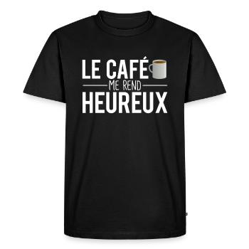 Le café me rend heureux tasse de café humour - T-shirt Premium bio Homme - noir - Devant - Nico (187cm)