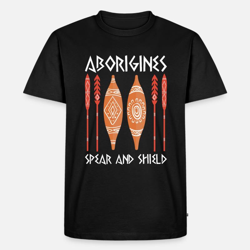 Aborigines Spear Shield - Männer Premium Bio T-Shirt - Schwarz