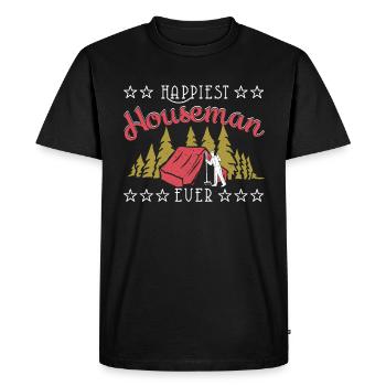 L’homme au foyer le plus heureux de tous les temps - T-shirt Premium bio Homme - noir - Devant - Nico (187cm)