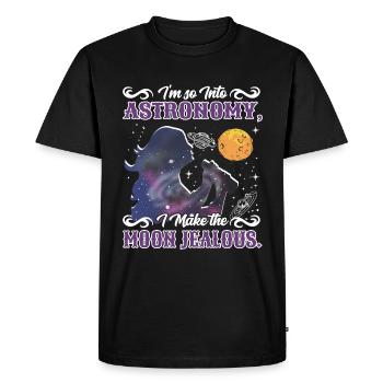 Je suis tellement passionné d’astronomie que je rends la lune jalouse. - T-shirt Premium bio Homme - noir - Devant - Nico (187cm)