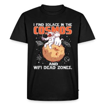 I find solace in the cosmos and WiFi dead zones. - Men's Premium Organic T-Shirt - black - Front - Nico (187cm)