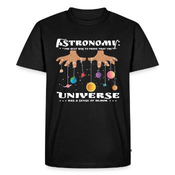 Universe a le sens de l’humour. - T-shirt Premium bio Homme - noir - Devant - Nico (187cm)