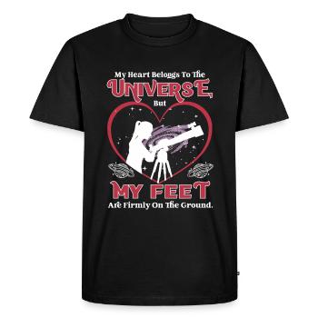 Mon cœur appartient à l’univers - T-shirt Premium bio Homme - noir - Devant - Nico (187cm)