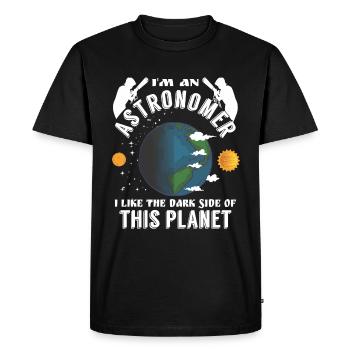 Astronome : J’aime le côté obscur de cette planète - T-shirt Premium bio Homme - noir - Devant - Nico (187cm)