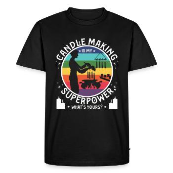 Candle making is my superpower, what's yours? - Men's Premium Organic T-Shirt - black - Front - Nico (187cm)
