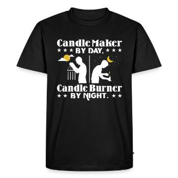Candle maker by day, candle burner by night. - Men's Premium Organic T-Shirt - black - Front - Nico (187cm)