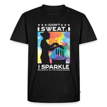 Je pétille (à cause de toutes les bougies qui me sont fabriquées). - T-shirt Premium bio Homme - noir - Devant - Nico (187cm)