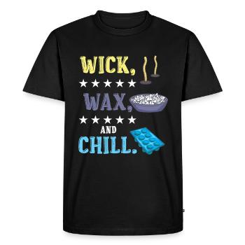 Wick, wax, and chill. - Men's Premium Organic T-Shirt - black - Front - Nico (187cm)