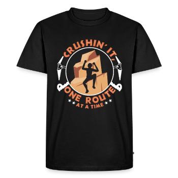 L’écraser, une route à la fois - T-shirt Premium bio Homme - noir - Devant - Nico (187cm)