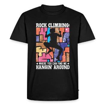 escalade : Là où tu peux me trouver en train de traîner - T-shirt Premium bio Homme - noir - Devant - Nico (187cm)