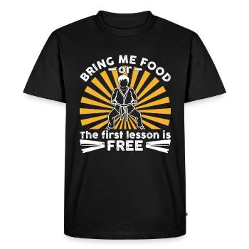 Apportez-moi de la nourriture ou le premier cours est gratuit - T-shirt Premium bio Homme - noir - Devant - Nico (187cm)