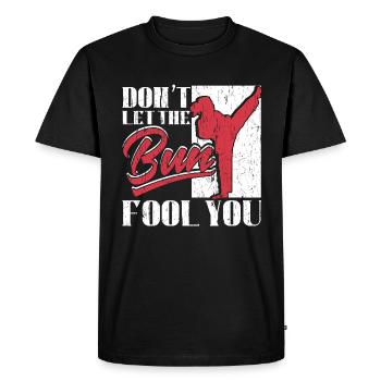don't let the bun fool you - Men's Premium Organic T-Shirt - black - Front - Nico (187cm)