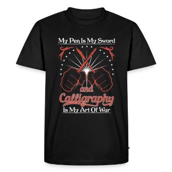 La plume est mon épée, et la calligraphie est mon art de la guerre. - T-shirt Premium bio Homme - noir - Devant - Nico (187cm)