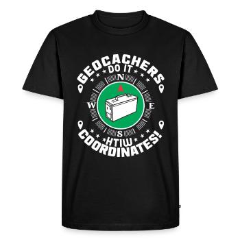 Les géocacheurs le font avec des coordonnées ! - T-shirt Premium bio Homme - noir - Devant - Nico (187cm)