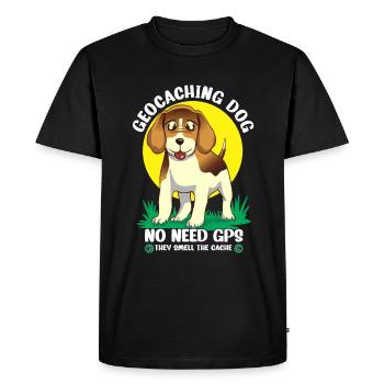 Le chien de géocaching n’a pas besoin de GPS, il sent la cache - T-shirt Premium bio Homme - noir - Devant - Nico (187cm)