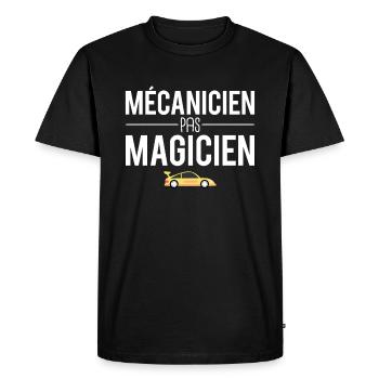 Mécanicien pas magicien garagiste voiture - T-shirt Premium bio Homme - noir - Devant - Nico (187cm)