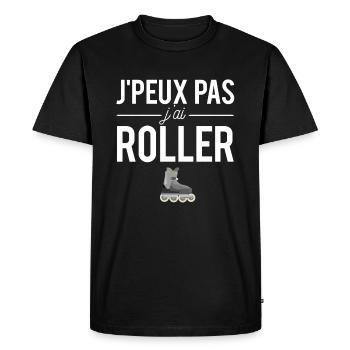 J'peux pas j'ai roller amateur roller humour - T-shirt Premium bio Homme - noir - Devant - Nico (187cm)