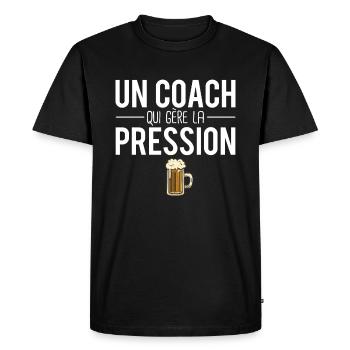 Un coach qui gère la pression coach sportif humour - T-shirt Premium bio Homme - noir - Devant - Nico (187cm)