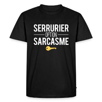 Cadeau serrurier option sarcasme métier humour - T-shirt Premium bio Homme - noir - Devant - Nico (187cm)