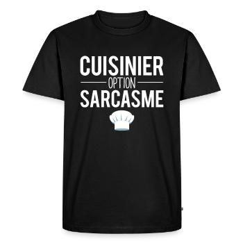 Cadeau cuisinier option sarcasme cuistot humour - T-shirt Premium bio Homme - noir - Devant - Nico (187cm)