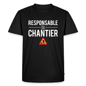 Responsable du chantier construction bâtiment - T-shirt Premium bio Homme - noir - Devant - Nico (187cm)